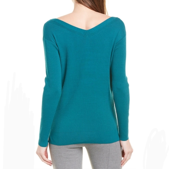 Lafayette 148 Sweater Lightweight Rib Knit V-Neck Pullover Habanero Orange M NWT - Picture 9 of 14